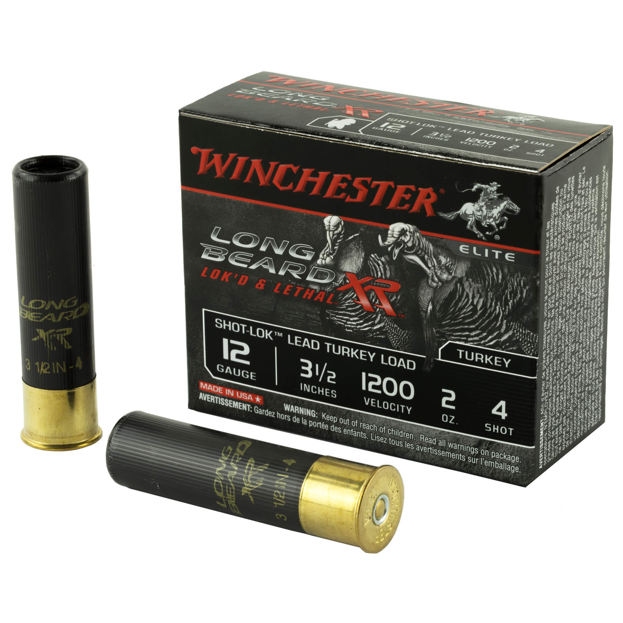 Winchester Longbeard XR 12ga 3.5″ #4 2oz Shot-Lok Lead Turkey Load ...