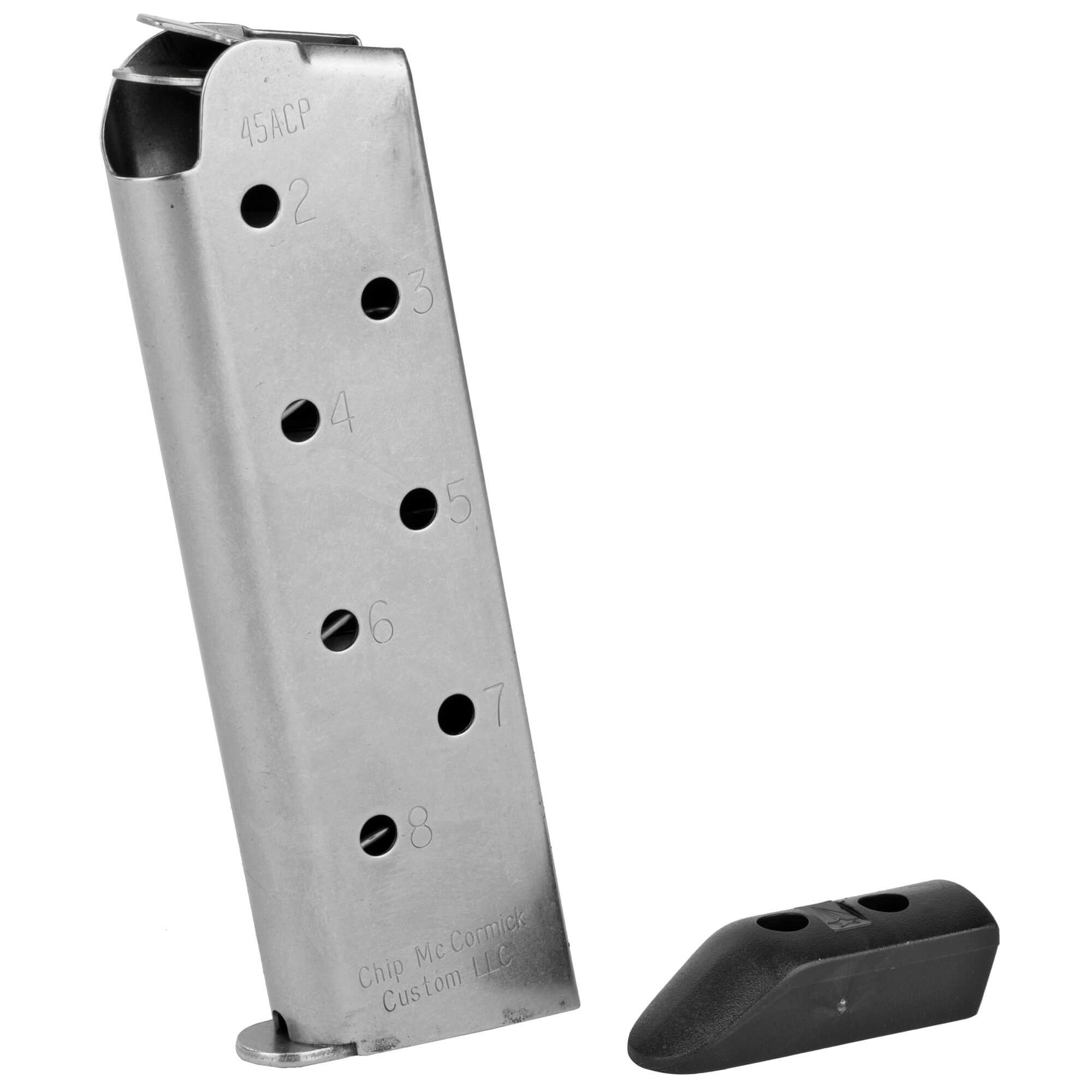 Details about   1911 Stainless USA,.45 caliber no base holes 8 shot mag,magazine,mags 5 pcs 