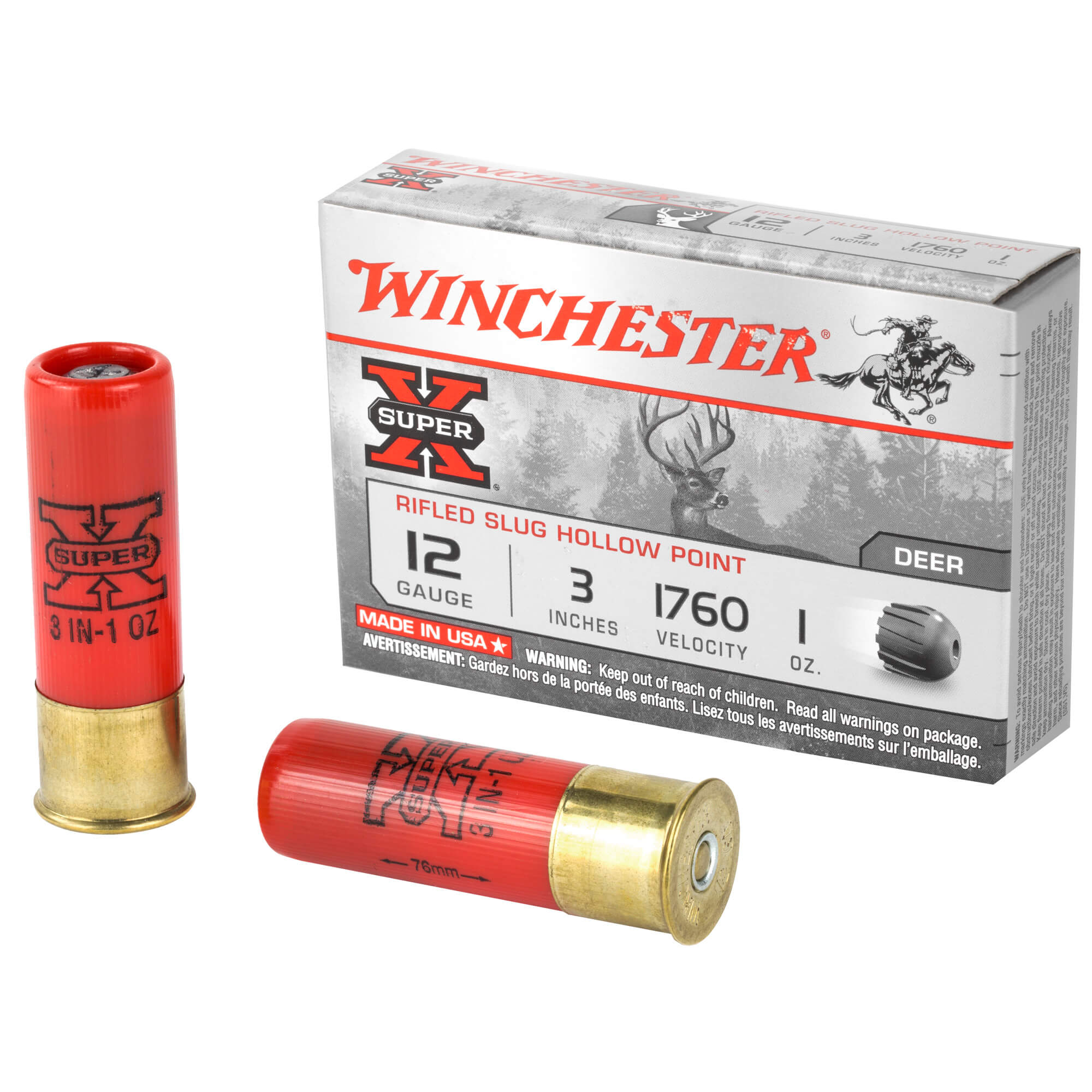 Winchester Super X Rifled Hollow Point 12 Gauge 1760 fps 3″ 1 oz. Slug ...