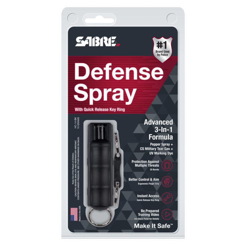 SABRE Defense Spray with Quick Release Key Ring (Black)