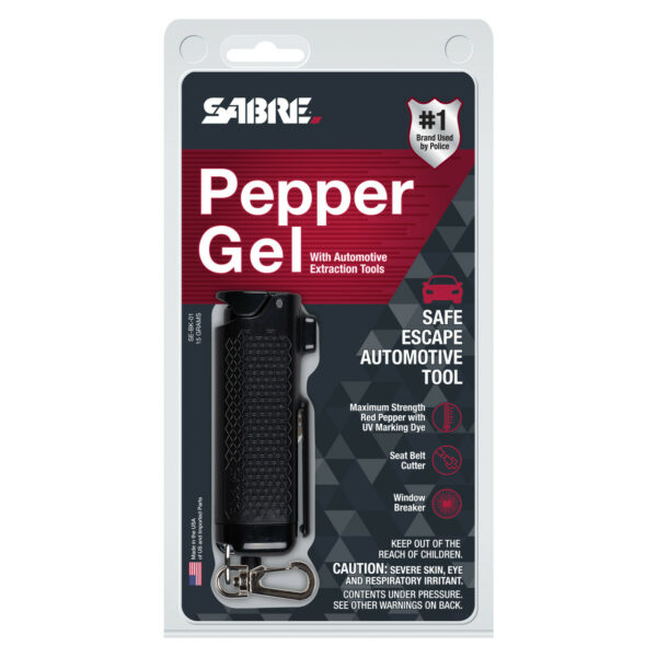 SABRE Safe Escape 3-in-1 Pepper Gel with Seat Belt Cutter and Window Breaker (Black)