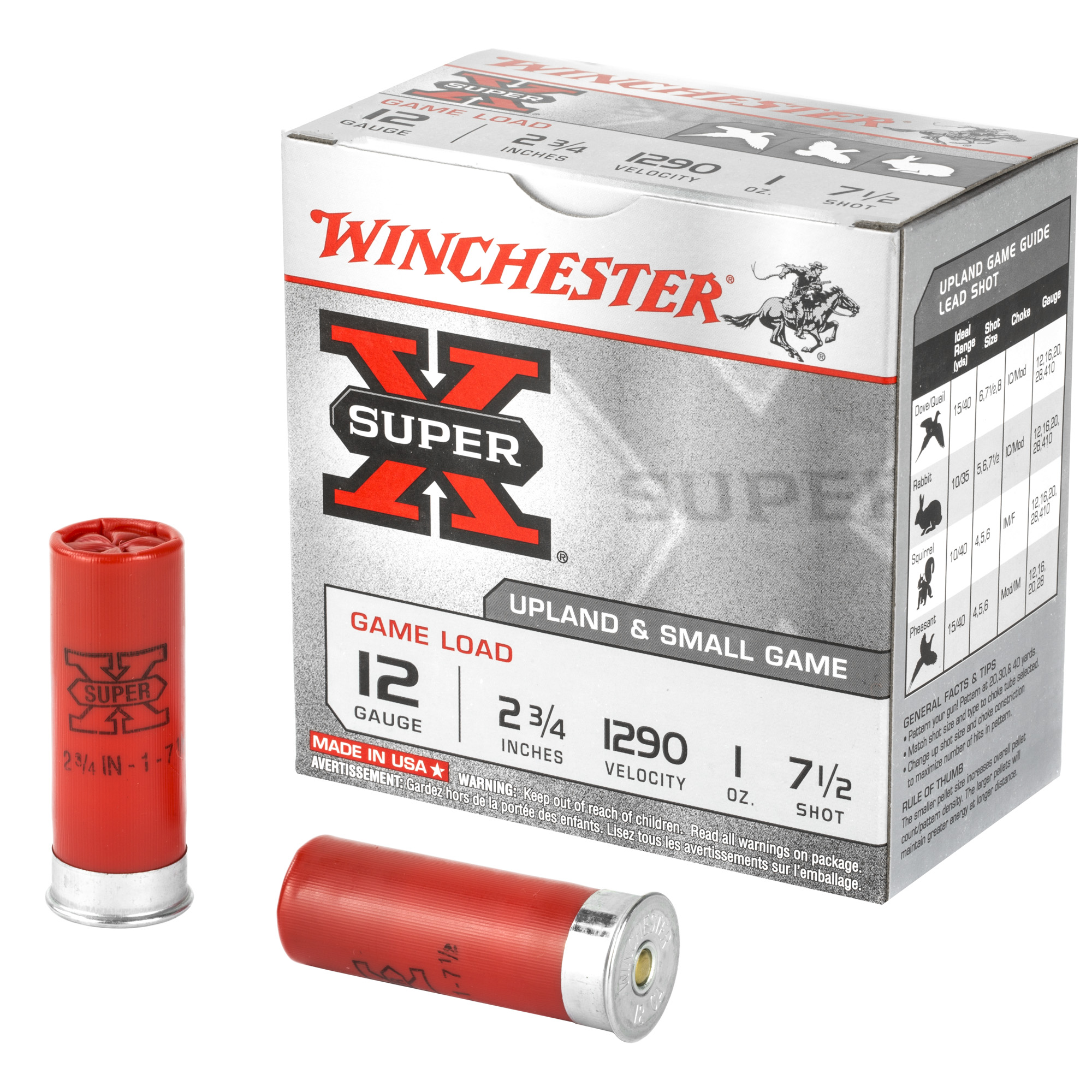 Winchester Super X Upland & Small Game 12 Gauge 1290 fps 2.75″ 1 oz. #7 ...