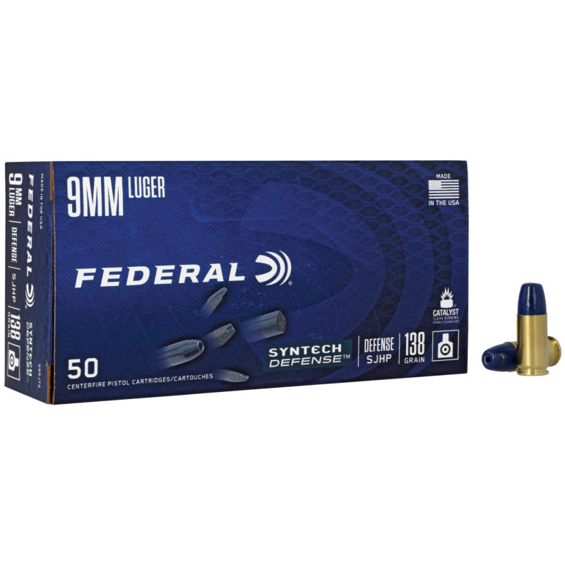 Federal Syntech Defense 9mm 138 Grain Semi Jacketed Hollow Point 50 Rounds
