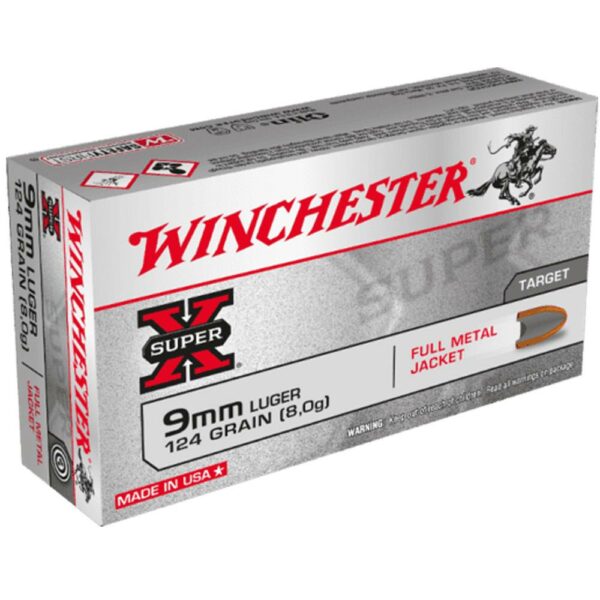 Winchester Super X 9mm 124 Grain FMJ (50 Rounds)